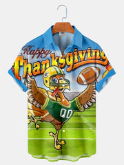Fydude Men'S Thanksgiving American Football And Turkey Printed Shirt