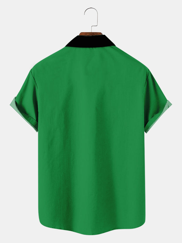 Fydude Men'S St. Patrick'S Day Sham Rocker Print Short Sleeve Shirt