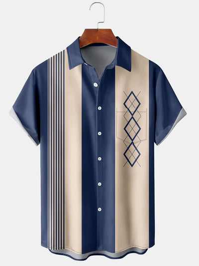 Fydude Men'S Geometric shapes Print Shirt