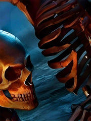 Halloween Skull Cartoon Print Men's Chest Pocket Stretch Shirt Big Tall