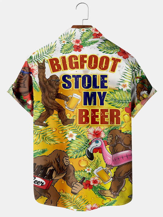 Fydude Men'S Oktoberfest Beer And Ape Printed Shirt