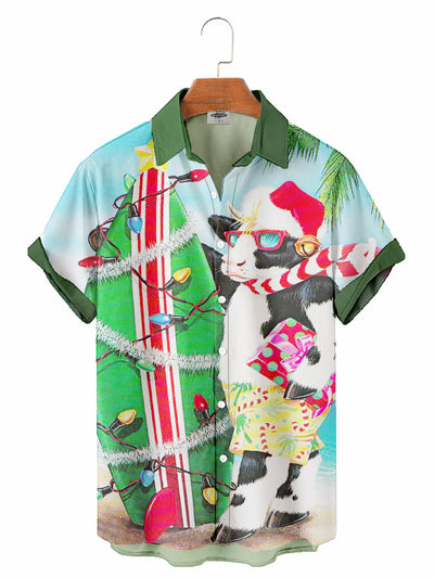 Men's Christmas Cow Print Shirt