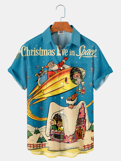 Fydude Men'S Christmas Santa Vintage Poster Printed Shirt