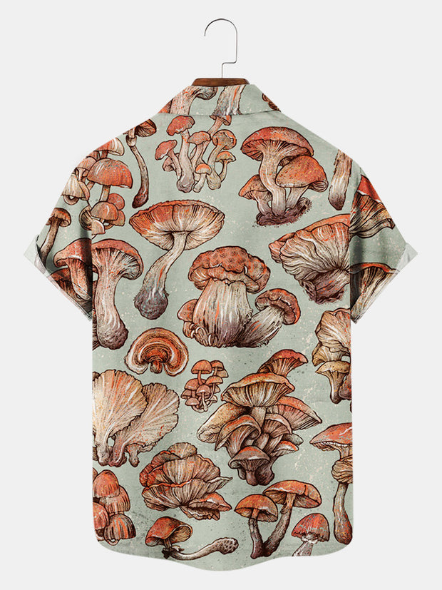 Fydude Men'S Mushroom Printed Shirt
