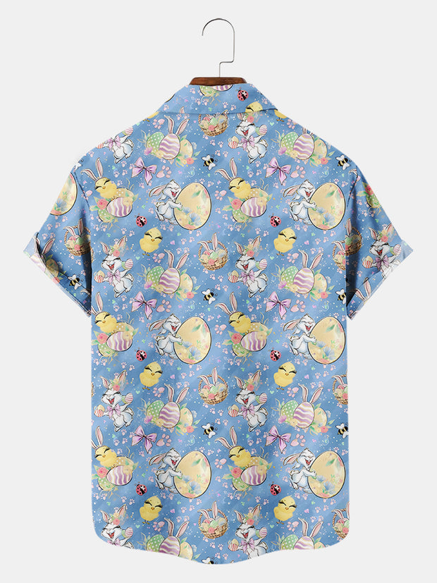 Fydude Men'S Rabbit And Easter Egg Printed Shirt