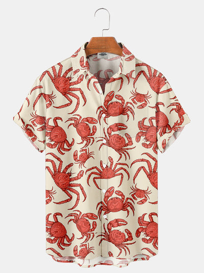 Fydude Men'S Crab Printed Shirt