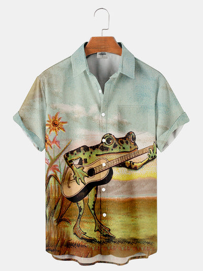 Fydude Men'S Frog Music Printed Shirt