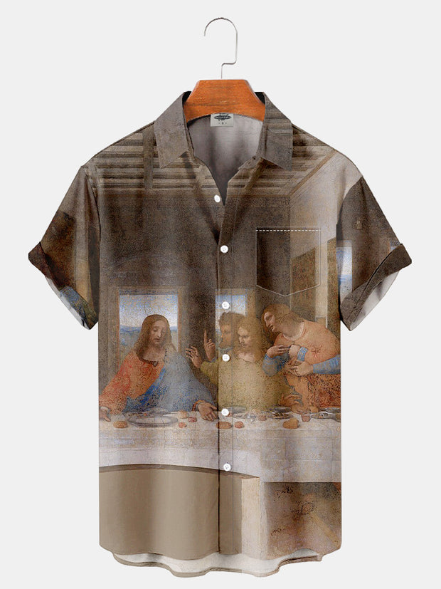 Fydude Men'S Renaissance Da Vinci Art“The Last Supper”Printed Shirt