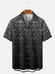 Men's Gothic Skull Pattern Short Sleeve Shirt