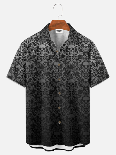 Men's Gothic Skull Pattern Short Sleeve Shirt