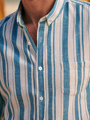 Fydude Men'S Stripe Cotton Linen Shirt