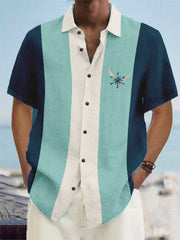 Fydude Men'S Stripe Print Cotton And Linen Shirt