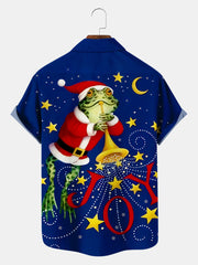 Fydude Men'S Christmas Frog Printed Shirt