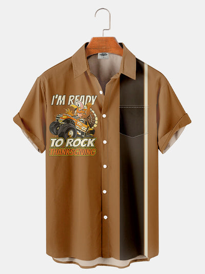 Fydude Men'S Thanksgiving Turkey I'M READY TO ROCK THANKSGIVING Printed Shirt