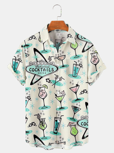 Fydude Men'S  Cocktail Drink Atomic Geometry In The 1950s Printed Shirt