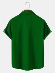 Fydude Men'S St. Patrick'S Day Clover Bearded Print Short Sleeve Shirt