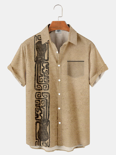 Fydude Men'S Vintage Octopus Totem Printed Shirt