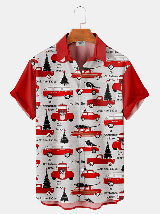 Fydude Men'S Christmas Tree Printed Shirt