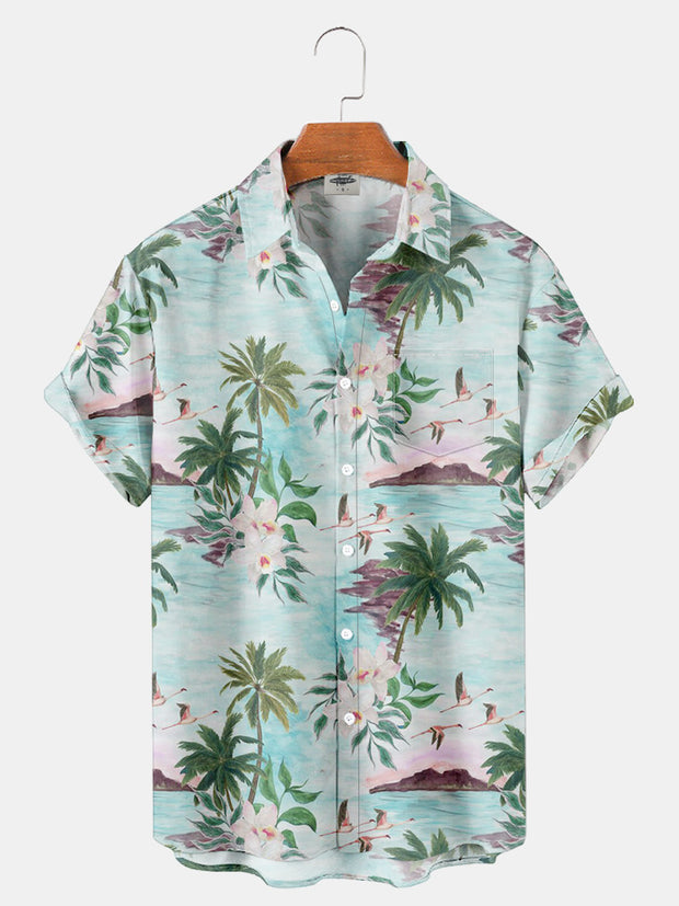 Fydude Men'S Tropical Plants Printed Shirt