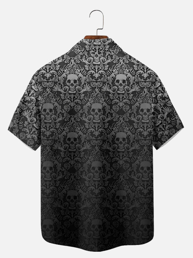 Men's Gothic Skull Pattern Short Sleeve Shirt