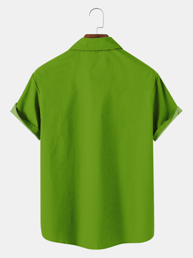 Fydude Men'S St. Patrick'S Day Clover Good Luck Print Short Sleeve Shirt