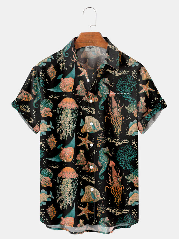 Fydude Men'S Ocean Life Printed Shirt