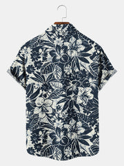 Fydude Men'S Tropical Hawaiian Flower Painting Printed Shirt