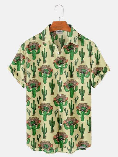 Fydude Men'S Mexican Cinco De Mayo Cactus Printed Shirt