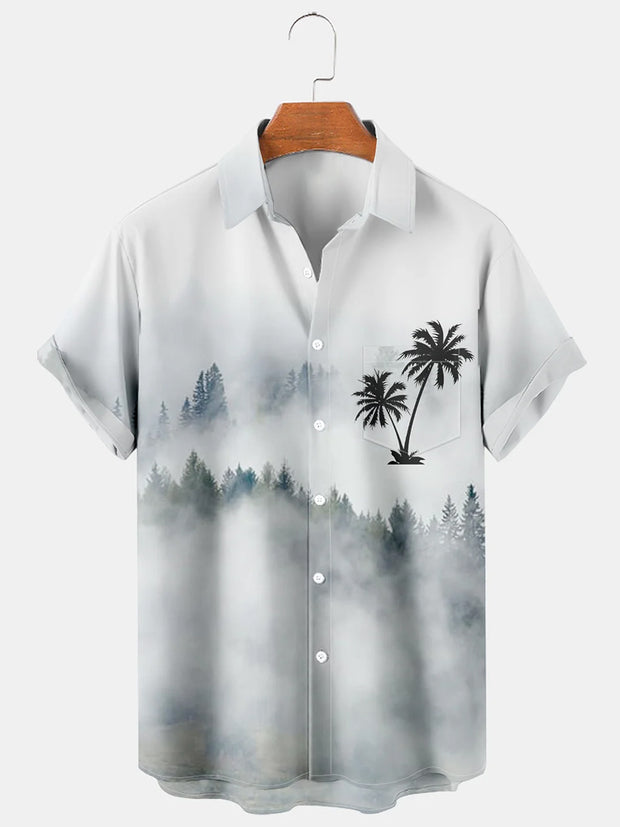 Fydude Men'S Forest Nature And Coconut Trees Printed Shirt