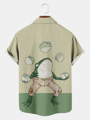 Fydude Men'S Frog Acrobatics Printed Shirt