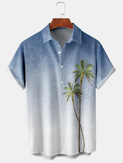 Men'S Gradient Coconut Tree Print Shirts