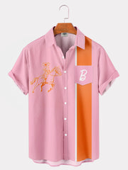 Men'S Pink West Cowboy K&B Printed Couple Shirt