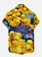 Fydude Men's Duck Casual Print Short Sleeve Shirt