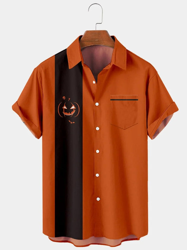 Fydude Men'S Halloween Pumpkin Printed Shirt