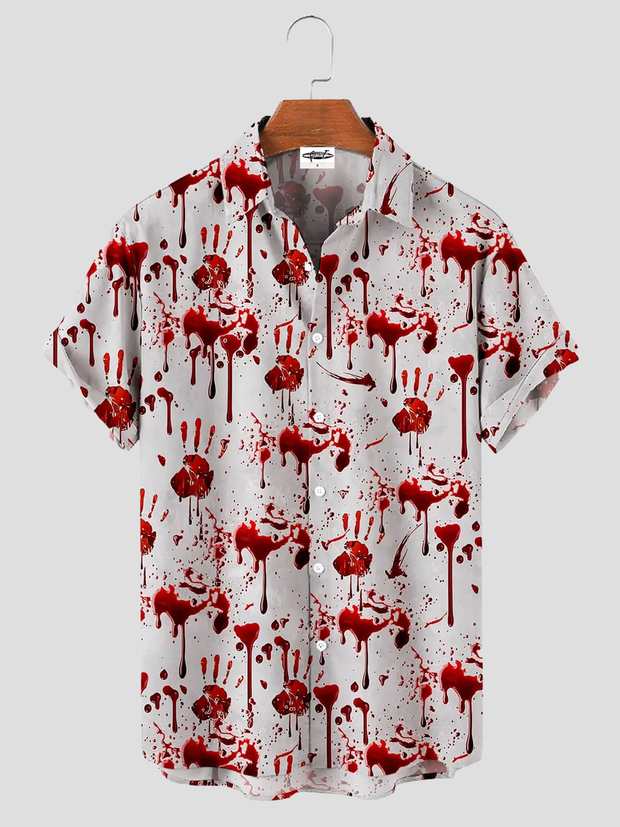 Men's Blood Splatter Halloween Short Sleeve Shirt