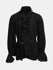 Halloween Cos Men'S Medieval Vintage Lace-Up Puffy Sleeve Top
