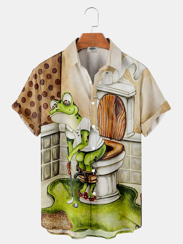 Fydude Men'S Golf Ball Frog Printed Shirt