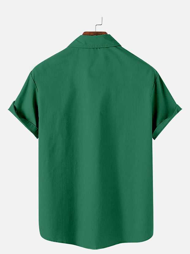 Fydude Men'S St. Patrick'S Day Clover Elf Print Short Sleeve Shirt