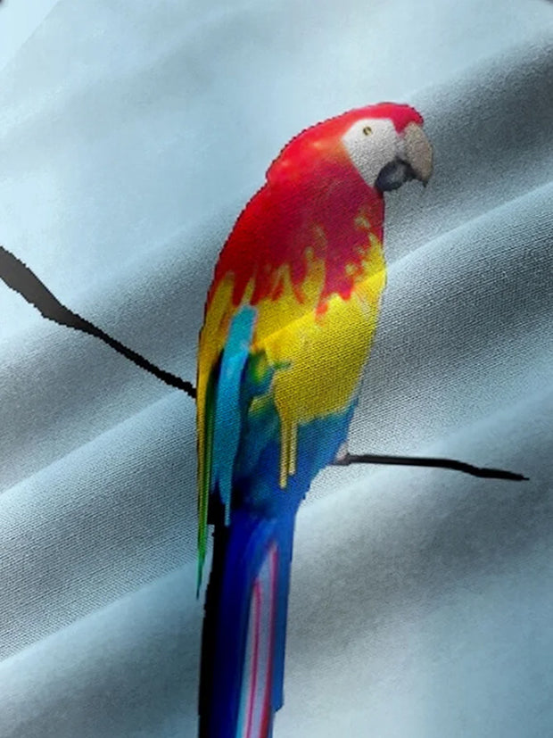 Fydude Men'S Pigmented Watercolour Parrot Printed Shirt