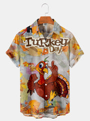 Fydude Men'S Thanksgiving Happy Turkey Day Printed Shirt