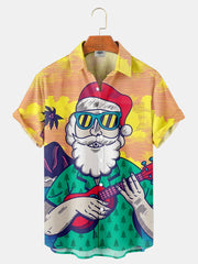 Fydude Men'S Christmas Santa Music Printed Shirt
