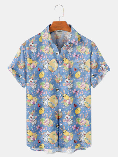 Fydude Men'S Rabbit And Easter Egg Printed Shirt