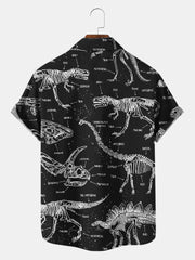 Fydude Men'S Halloween Dinosaur skeleton Printed Shirt