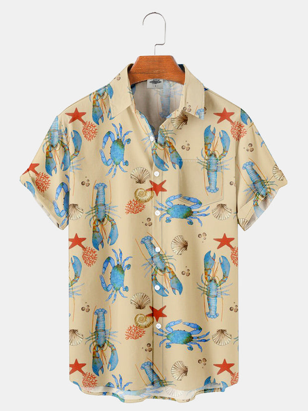 Fydude Men'S Lobster And Crab Printed Shirt