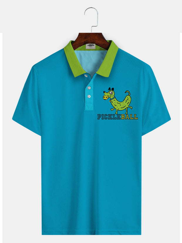 Fydude Men'S PICKLEBALL Printed Golf Polo Shirt