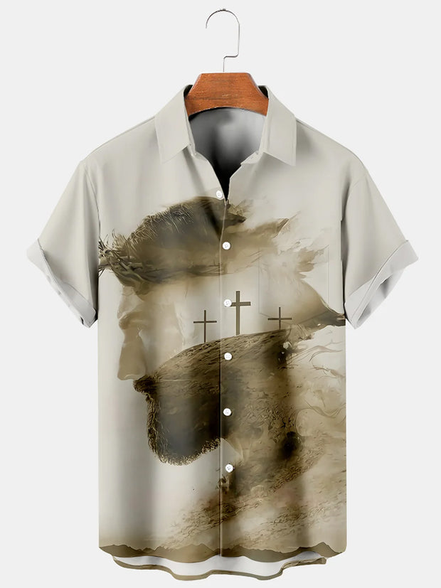 Fydude Men'S Easter The Crucifixion Jesus Printed Shirt