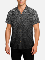 Men's Gothic Skull Pattern Short Sleeve Shirt