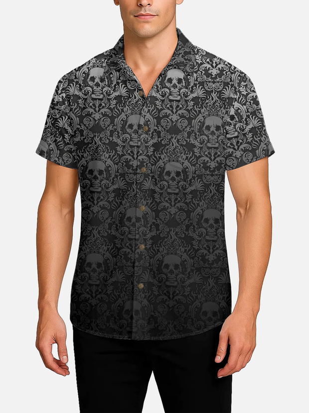 Men's Gothic Skull Pattern Short Sleeve Shirt