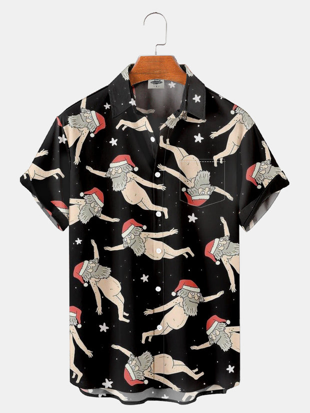 Fydude Men'S Christmas Swimming Santa Claus Printed Shirt
