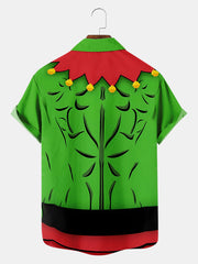 Fydude Men's Christmas Santa Claus Turtle Printed Short Sleeve Shirt